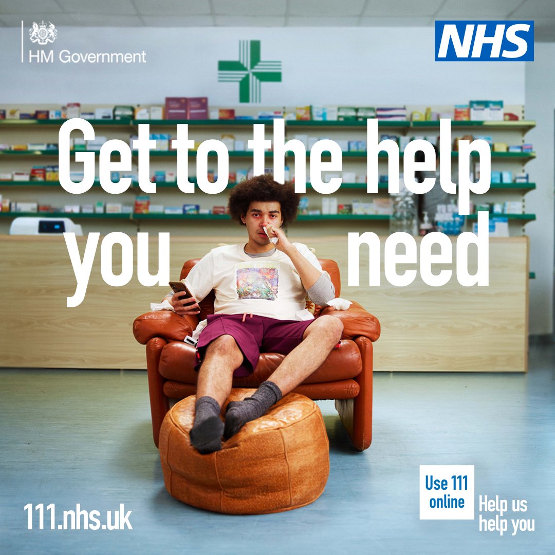 Use 111 online to get assessed and directed to the right place for you, like a consultation with a pharmacist.

More info ➡️ nhs.uk/111