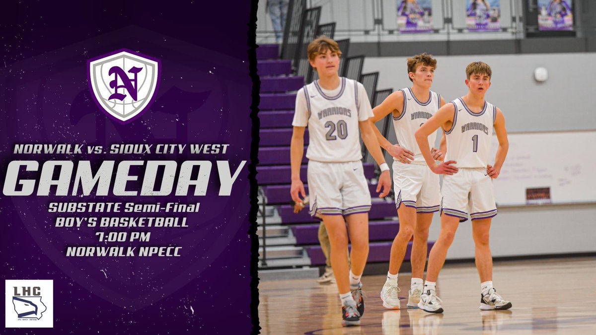 ‼️GAMEDAY - Substate Semifinal ‼️ 
🏀 Varsity
🆚 Sioux City West
⏰ 7:00 pm NPECC 
📍Norwalk, IA
📺 - No Broadcast available
📻 kniakrls.com
🎟  iahsaa.org/tickets/
(Passes not valid, Cash at door not accepted)