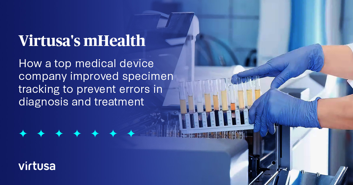 VirtusaCorp's tweet image. Here&apos;s how Virtusa&apos;s mHealth automated specimen tracking solution helped a top medical device company improve specimen tracking to prevent errors in diagnosis and treatment: splr.io/60115Zu4z

#HealthBot #ErrorReduction