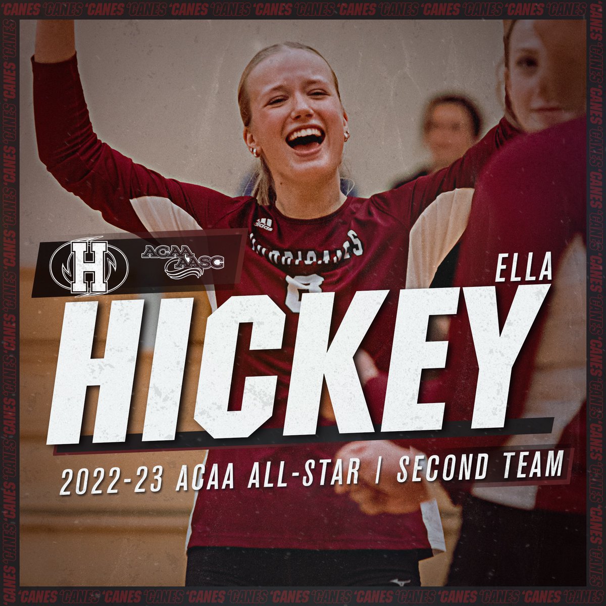 HC_Hurricanes's tweet photo. Congratulations to our two student-athletes named @ACAA_AASC women's volleyball All-Stars for the 2022-23 season!

Well done, Morgan and Ella!

#PassionSpiritPride @caneswvball https://t.co/a6yxhbF6hR