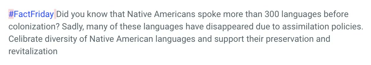 BrendaLouFisher's tweet photo. #FactFriday Did you know that Native Americans spoke more than 300 languages before colonization? Sadly, many of these languages have disapeared. #NativeLanguages #LanguageRevitalization #IndigenousLanguagesMatter@untamedriver @reservationredemption #untamednetwork https://t.co/5ZSjT7zvKT