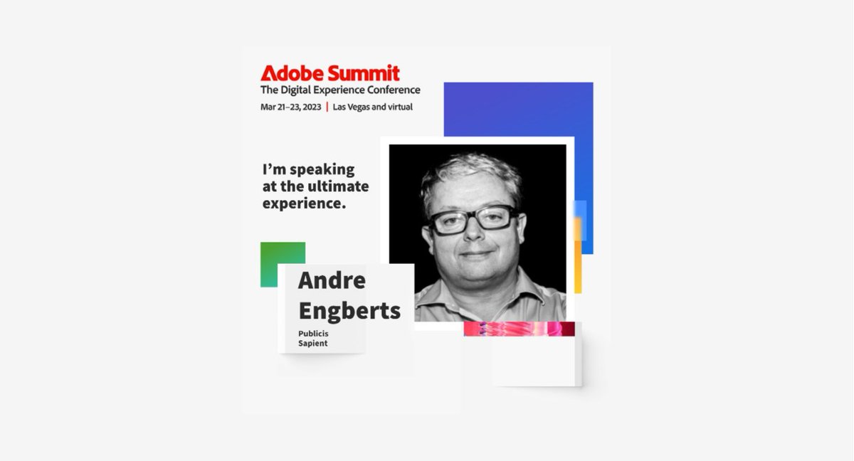 SalesforceRob's tweet image. Join us at Adobe Summit and hear from Publicis Sapient&apos;s Andre Engberts along with Adobe&apos;s Jen Zick and Sam Garfield who will be discussing &quot;Identity Management and Database Growth Strategies for M&amp;amp;E&quot;. Learn more:   bit.ly/3kxrjF4
