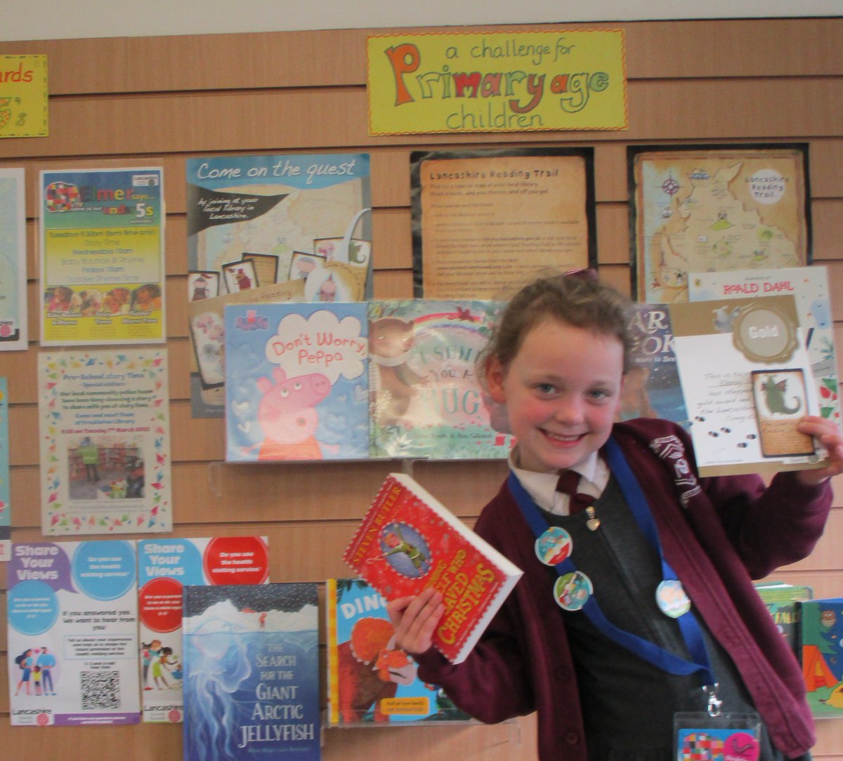 LancsLibraries's tweet photo. Ebony is over the moon with her #LancsReadingTrail Gold award at #FreckletonLibrary. She was so excited she did a little jig whilst beaming. We are so proud!
Start your trail here
๐https://t.co/Ozw7GL6ubE https://t.co/FNv1gqy3L0
