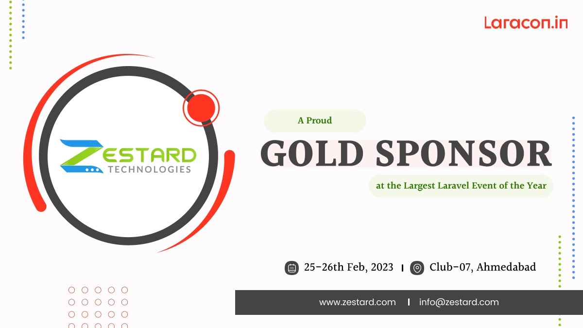 Exciting news! We are proud to announce that we are one of the gold sponsors at the largest Laravel event of the year in India! 🎉🇮🇳

#LaraconIN  #Ahmedabad #Laravel <a href="/LaraconIN/">LaraconIN</a>