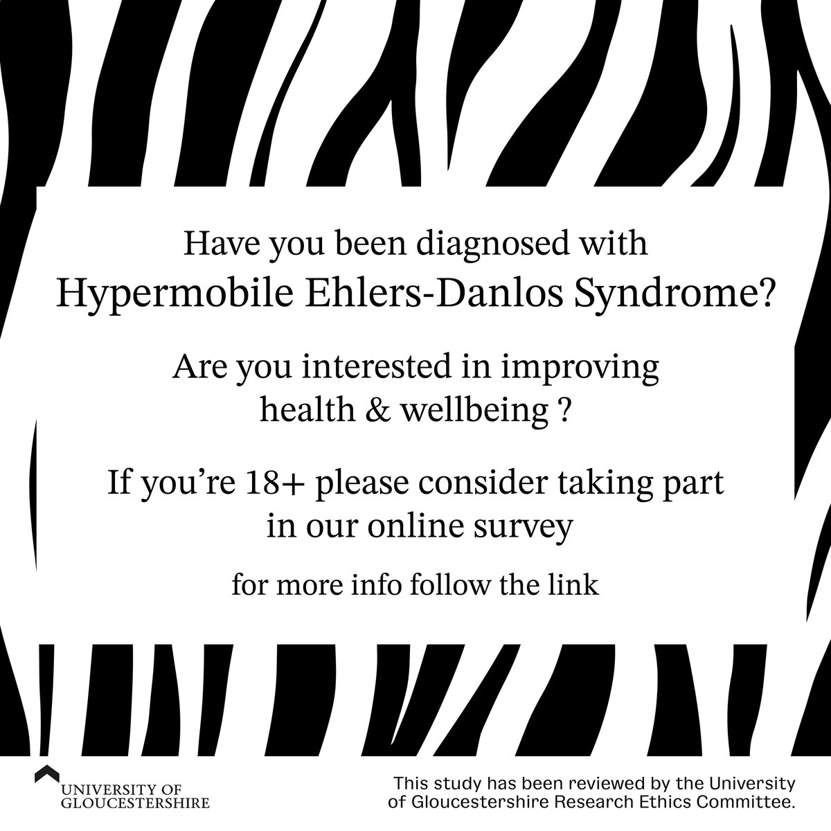 jofoster_01's tweet photo. Do you live with hypermobile Ehlers-Danlos Syndrome? The University of Gloucestershire is recruiting for a study to explore #hEDS health, wellbeing &amp; companionship. To find out more, or participate, use the link below. #EDS @uglospsych @HealthPsychUoG 
https://t.co/2AzgnrtAQl https://t.co/shAz09JZez