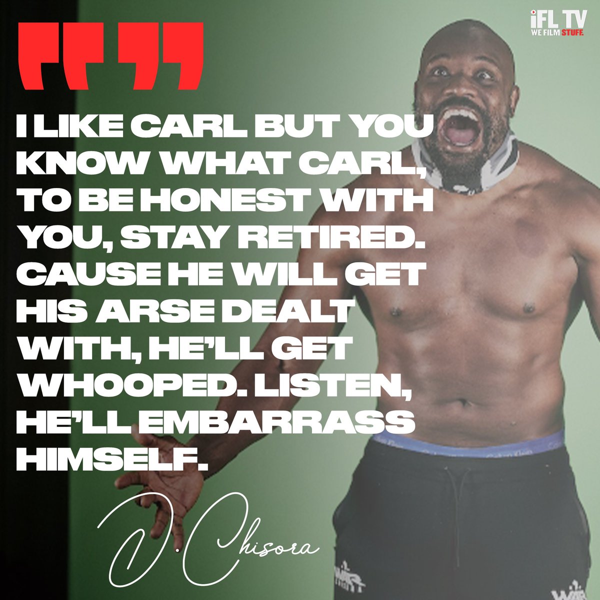 IFLTV's tweet photo. 🍿 @DerekWarChisora with some words of advice for Carl Froch after Froch's back-and-forth with Jake Paul.

Watch the full interview HERE ➡️ https://t.co/ieb9Bw4P9M

#PaulFury #JakePaul #CarlFroch #BoxingFans https://t.co/4szurKff7w