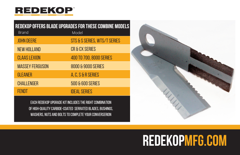 redekopmfg's tweet image. How many operating hours can you expect from #Redekop blades? Redekop MAV chopper blades are reversable and of high-quality carbide coated to last 300-350 operating hours per side. Learn more: bit.ly/3XsVJGn #QualityParts #CdnAg
