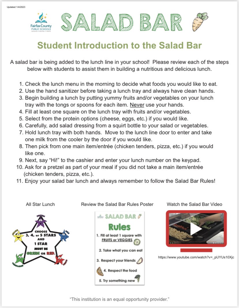 Exciting news! Starting next Monday, 2/27 the Belle View cafeteria will have a fresh salad bar. Students can use the salad bar as the main part of their meal or as a side. 🥗🥦🥒🍅🫑<a href="/FCPSEnergyZone/">FCPS Energy Zone</a>