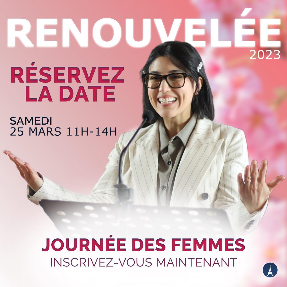 paris_icc's tweet photo. 🌸 Mesdames, si vous cherchez à RÉINITIALISER, RAFRAÎCHIR, et RENOUVELER votre vie inscrivez-vous dès maintenant — ce sera une journée à ne pas manquer ! 😍✨
Lien en bio 🔗 —> 🎟️
Rendez-vous le 25 mars ! 🗓️

💗#JOURNEEDESFEMMES2023💗
🌸#RENOUVELEE🌸
#femmes #foi #relation #Dieu https://t.co/WEDNq0XUgR