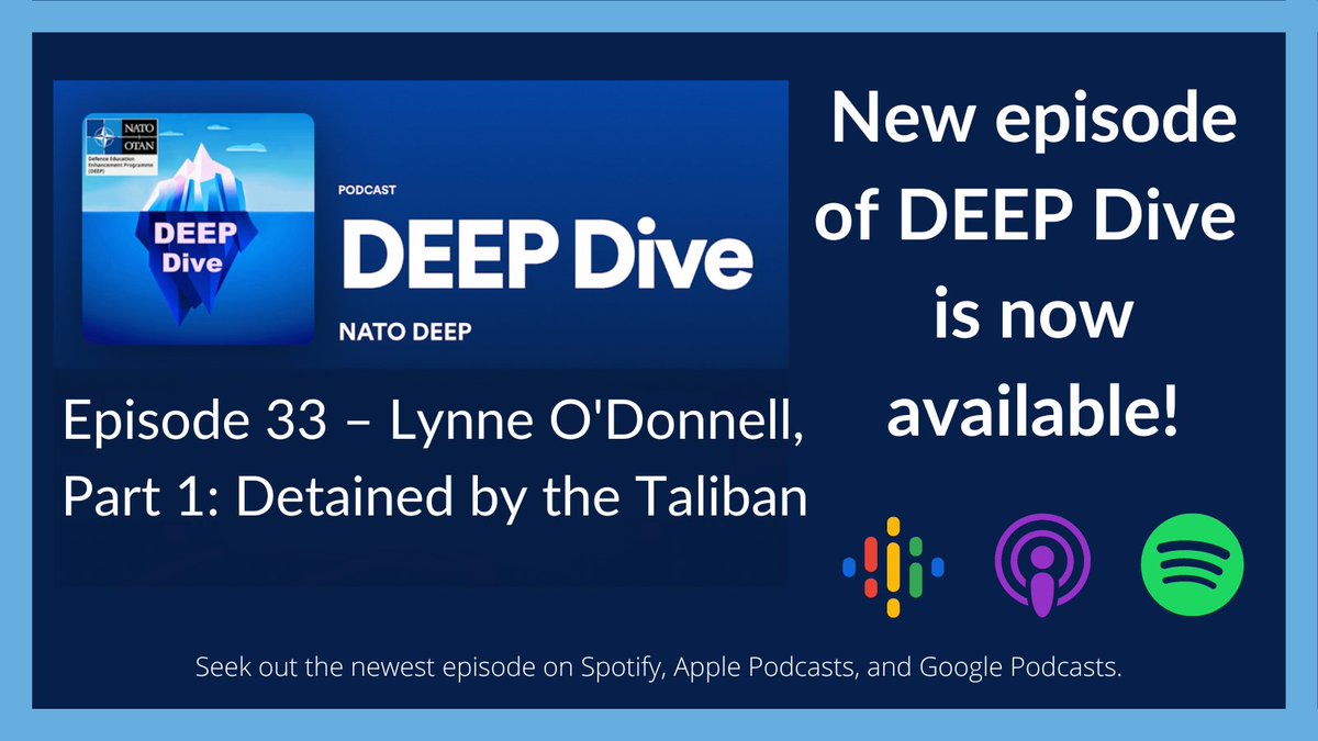 DEEP Dive Podcast– episode 33 just launched! 

🎙️Host Dr. Sajjan Gohel speaks with Lynne O'Donnell about her detention by Taliban, their misogyny and intimidation tactics. 

The transcript of the interview can be found at: deepportal.hq.nato.int/eacademy/deep-… 

#podcast #Security #NATO