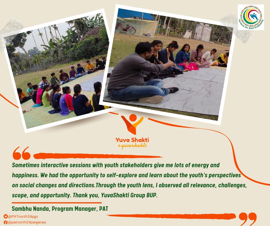 PAT's programme manager, Sambhu Nanda, met with the youth members of the Barasat Unnyan Prostui #YuvaShakti  group. He spoke with them and discussed their ideas for making changes to prevent human trafficking. This is what he had to say about his time with the #YuvaShakti  Group.