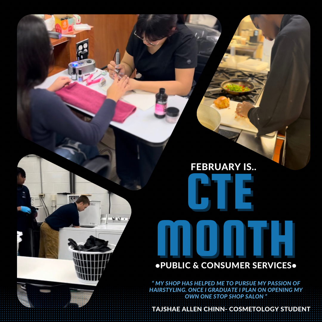 nccvtsd's tweet photo. It’s CTE month! Our public & consumer services career areas prepare students to work in client relations with the goal of learning how to properly perform specified services! #nccvtworks #nccvt https://t.co/DNoisdQGhW