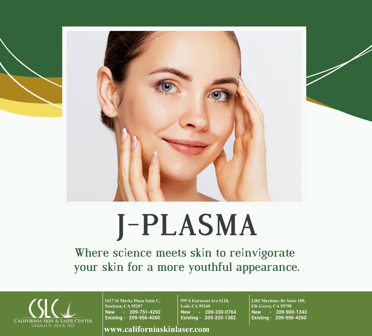 DrGeraldBock's tweet photo. At California Skin and Laser Center, we offer a skin tightening technique known as J-Plasma, which uses cold plasma science to address signs of aging for a refreshed look. Call (209) 956-4260 for a consultation. #Jplasma #antiaging #lodi #CA #californiaskinlaser #elkgrove https://t.co/aoC2vFZFPU