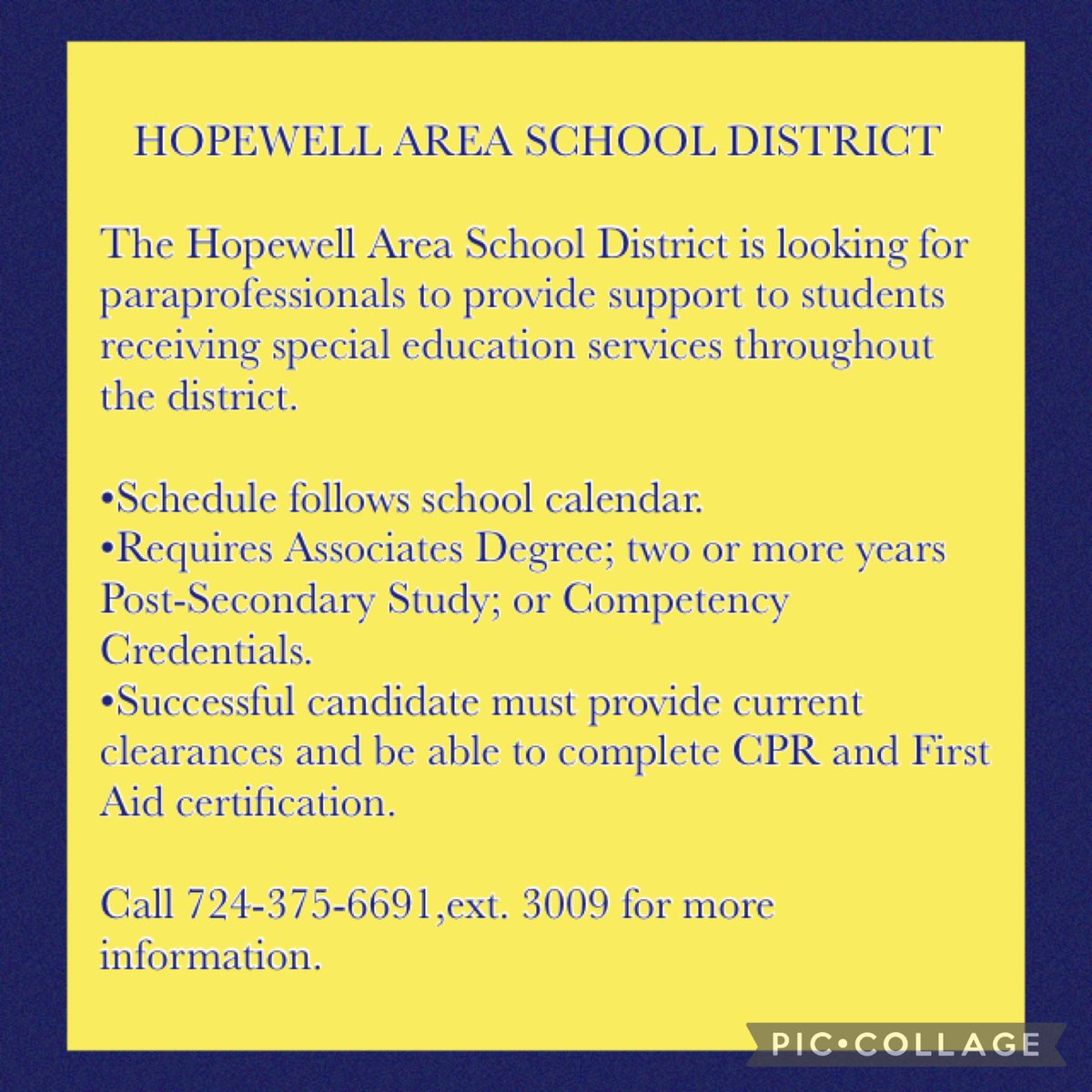 Are you interested in supporting the students within the Hopewell Area School District? We have a job for you!
⁦<a href="/tallprincipal/">@tallprincipal</a>⁩ ⁦<a href="/HHSVikingAP/">Dr. Rob Kartychak</a>⁩ ⁦<a href="/HMJHPrincipal/">Kat</a>⁩ ⁦<a href="/PrincipalKKane/">Korri Kane</a>⁩ ⁦<a href="/DonnaSteff/">Donna Steff | she/her</a>⁩