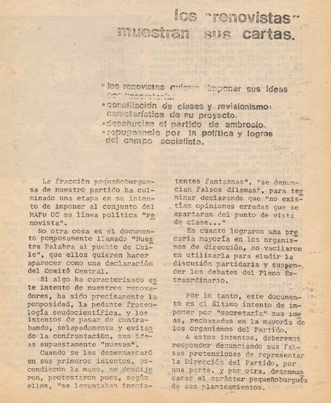 revistapasando's tweet photo. Esta facción albergó a dirigentes como Fernando Ávila, Raúl Aravena, Gladys Göeder, Omar Jofré o Samuel Bello. Cuando la dirección del MAPU-OC decide fusionarse en 1985 con el PS-Briones, ellos se marginan del acuerdo y mantienen el nombre. Unidad Proletaria fue su revista. https://t.co/GoVc404FGo