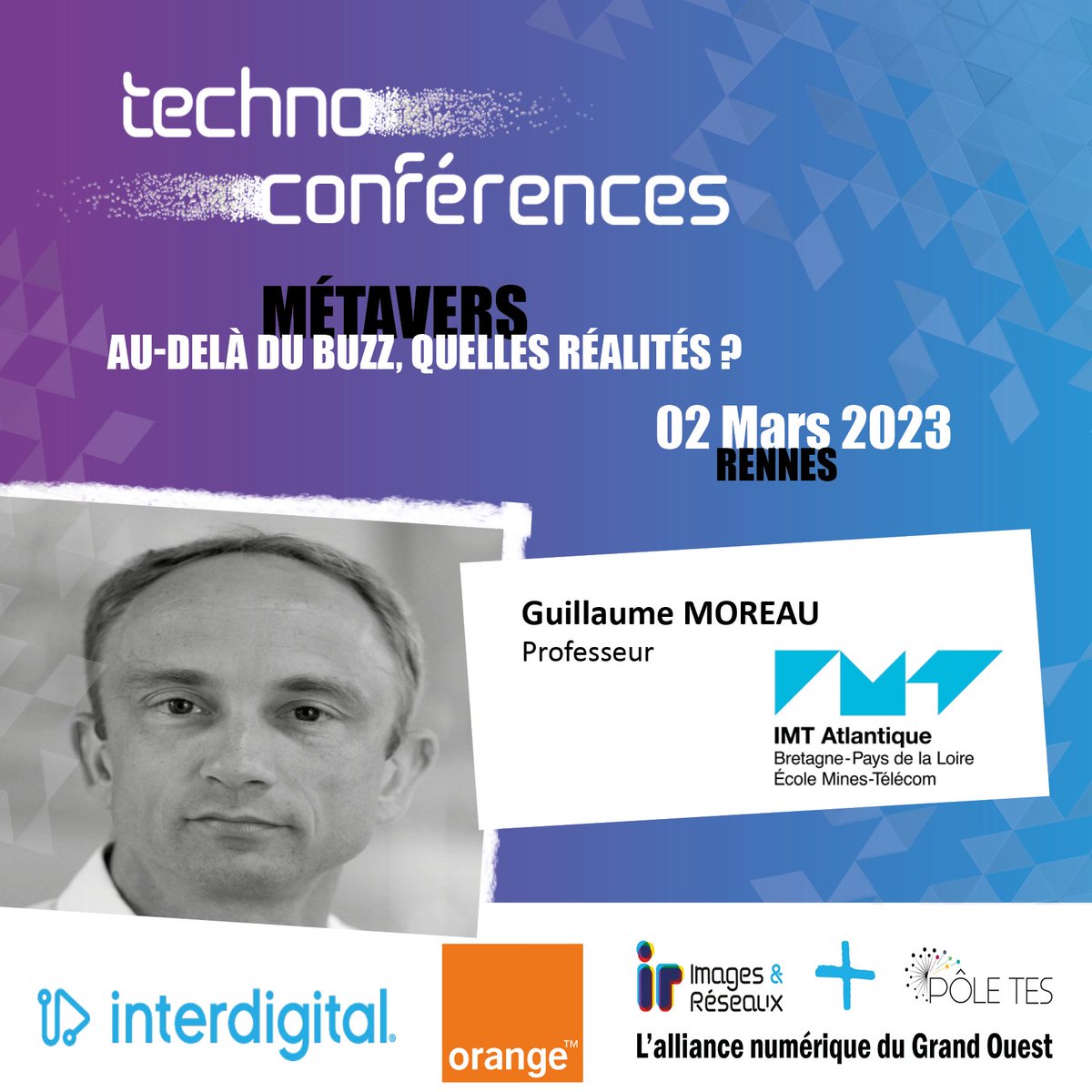 imagesreseaux's tweet image. [📢#Technoconférence] #Métavers, au-delà du buzz, quelles réalités ?

👉 Le métavers, ça vous parle ? 

📢 Ils interviendront :
➡️ Guillaume Moreau
➡️ Pascal Guitton
➡️ Alexandre Bouchet
➡️ François Roirand

Vous pouvez encore nous rejoindre en ligne👉 vu.fr/WRle