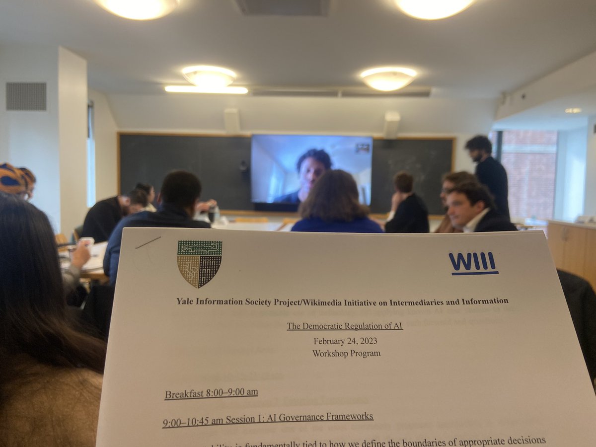 yaleisp's tweet photo. We’re kicking off with our daylong closed-door “Democratic Regulation of AI” workshop!

Organized by @YaleISP_WIII https://t.co/FCVtdTyvLm