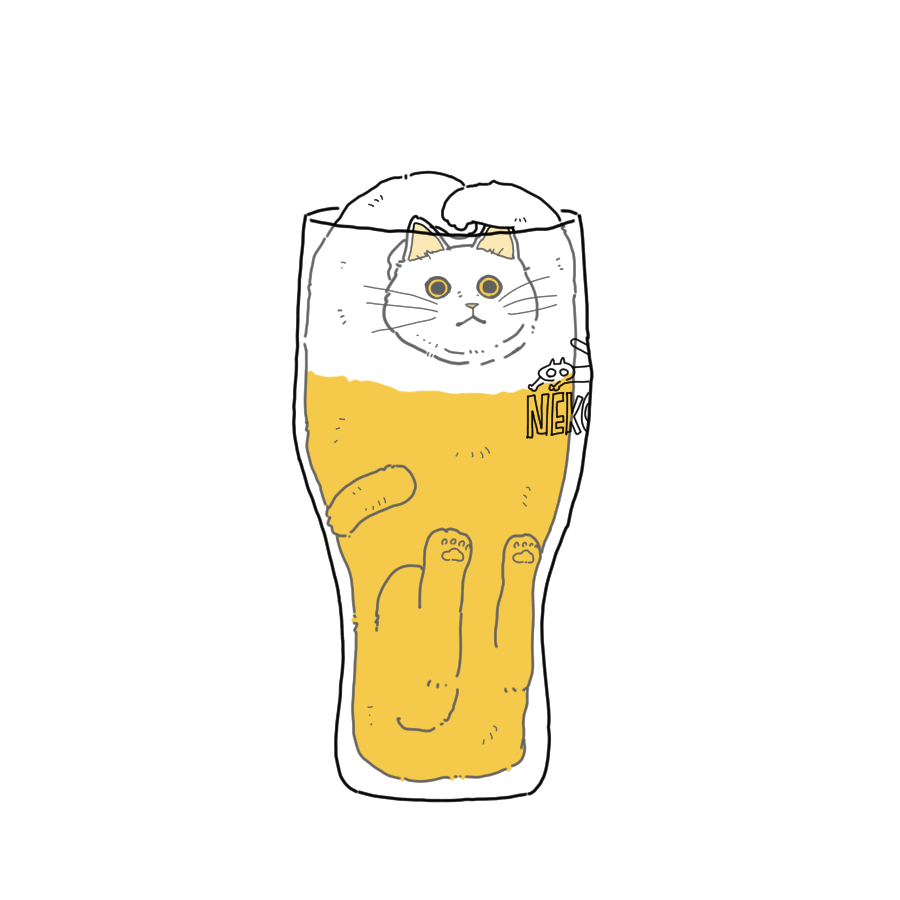 「ビールネコです。#今日のネコです 」|wakuta│イラストレーターのイラスト