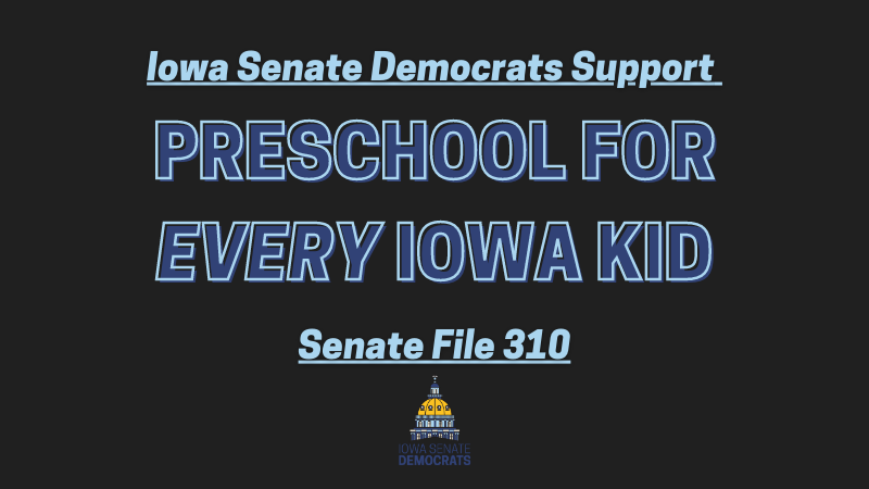 IowaSenate's tweet photo. Right now, Iowa funds preschool programs in our school districts at just 50% of actual enrollment – limiting access for kids across Iowa. 

We have a bill to boost funding to 100% so every family who wants high-quality preschool can access it in their community. #ialegis https://t.co/7UJUmC4rye