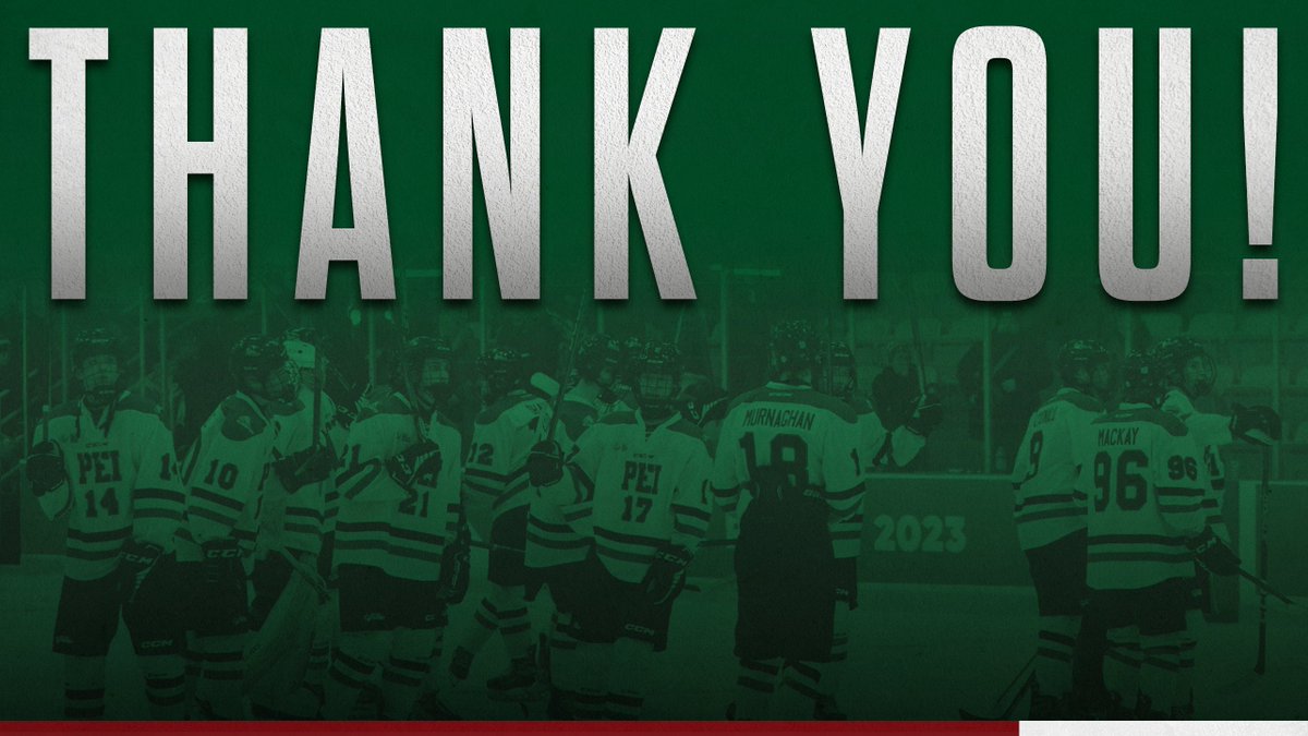 On behalf of our Men's Hockey team, we want to thank PEI for the incredible support this past week at the <a href="/2023CanadaGames/">2023 Jeux du Canada Games</a>.

You filled rinks from O'Leary to Charlottetown to cheer us on and we couldn't be more grateful. We hope that continues next week for our women's team!