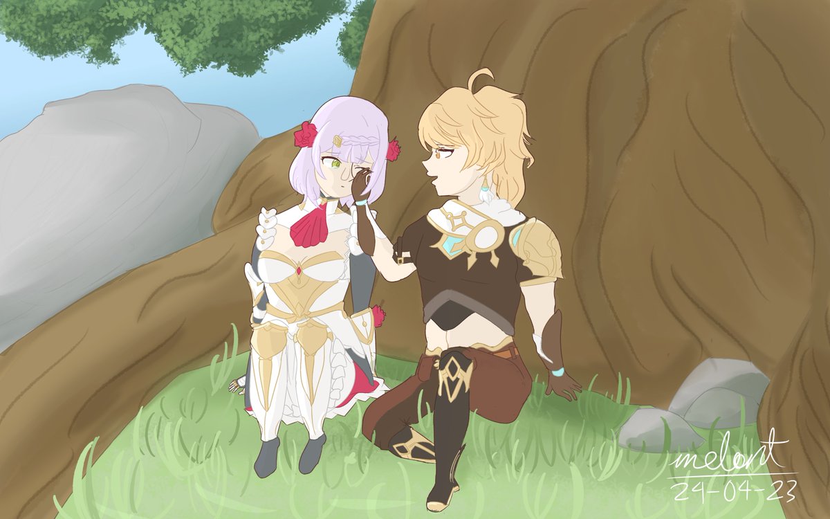 zSupermelon's tweet image. &apos;Sail on silver girl
Sail on by
Your time has come to shine
All your dreams are on their way&apos;
——————————————
Haven&apos;t drawn them in a while! I like how this one turned out.
#Noelle #Aether #Noether #Aenoelle