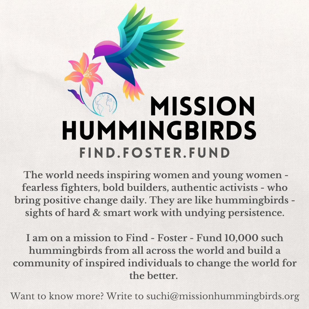 sg4devpt's tweet photo. We are looking for the next hummingbird. 
Know a woman or young woman who is doing brilliant work? With @findfosterfund I am funding a new hummingbird every month for 100USD/Euro to do great work on the ground/ #MissionHummingbirds

Know someone? connect me here. https://t.co/YnU4a0ZFzo