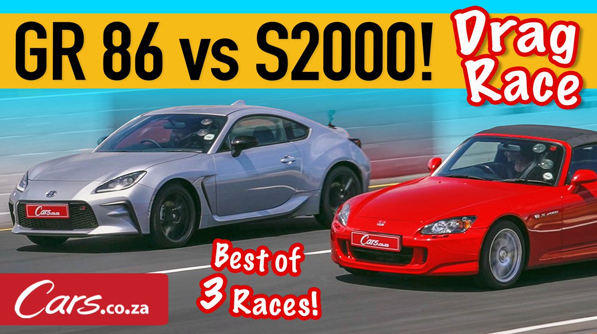 CiroDeSiena's tweet photo. I have a feeling you might enjoy our latest video...

Brand new Toyota GR 86 vs a completely stock Honda S2000! Live right now on the @CarsSouthAfrica
YouTube channel.

Old school vs New school...who's faster?!

https://t.co/jy3i94RTmz https://t.co/h2tUdstmJr