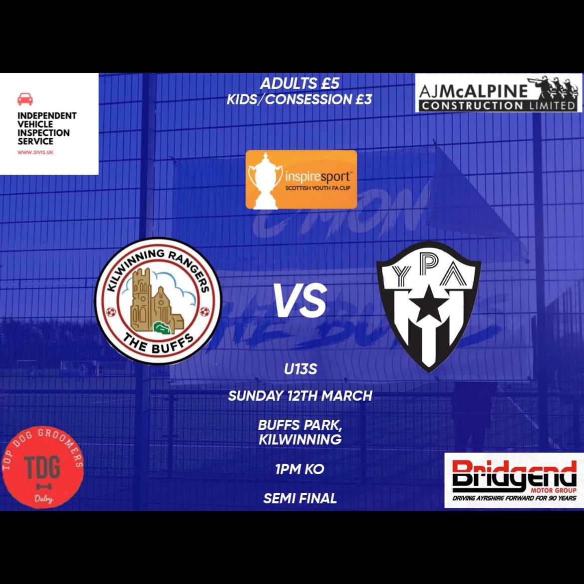 2 weeks to go until Kilwinning Rangers U13's play in the Semi Final of the Scottish Youth FA Cup, where <a href="/Kilwinning_Acad/">Kilwinning Academy</a>  and <a href="/StMattPE/">St Matthew's PE</a> pupils play.

Great turnout for the QF at, so get down and support our local youth football!

<a href="/steadythebuffs/">Kilwinning Rangers</a> <a href="/KilwinningSC/">KilwinningSportsClub</a> 

#NAActive