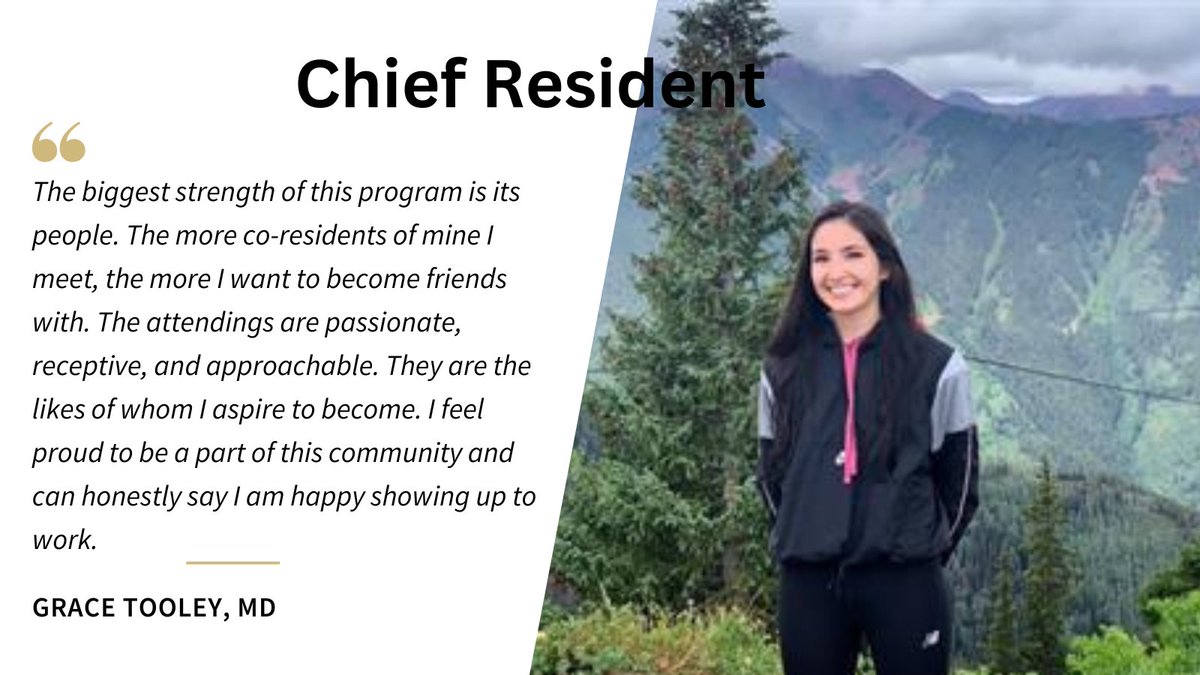 Happy Thank a Resident Day! While we honor and celebrate all our residents, today we're calling out our four amazing, dedicated chief residents. Thank you to Grace Tooley, MD for her support and leadership!