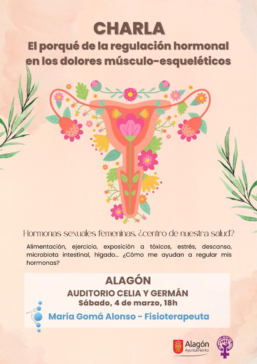 Dentro de la programación que la Coordinadora 8M Ribera Alta del Ebro hemos preparado en torno al #8M, tenemos el privilegio de presentaros esta charla a cargo de la fisioterapeuta María Gomá.