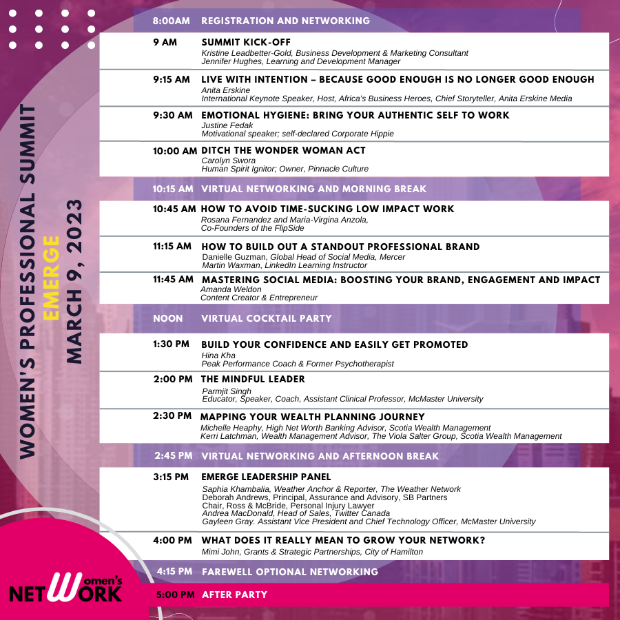 flipside_plan's tweet photo. On Mar 9th, join us at @womensnetorkca EMERGE Summit! With a lineup of inspiring women from across the business community, EMERGE 2023 has been curated to give you the best conference experience. Get your tickets today: https://t.co/qCoujIFmWZ #HamOnt #WN2023 https://t.co/3WjsMLmmlA