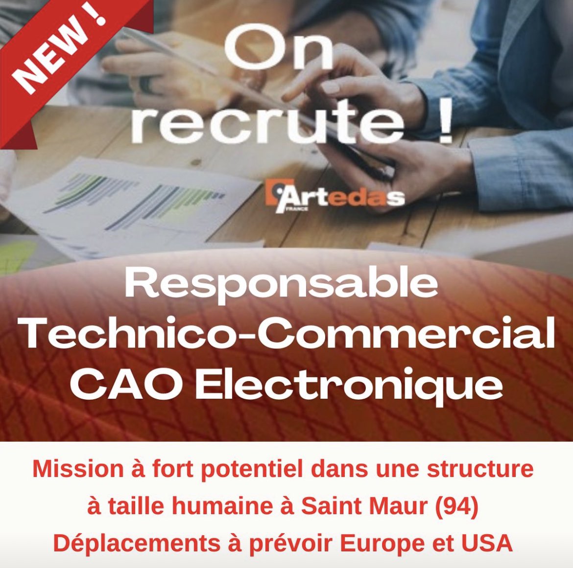 ArtedasF's tweet photo. 𝗥𝗲𝗷𝗼𝗶𝗴𝗻𝗲𝘇-𝗻𝗼𝘂𝘀 !

💥🚀 On recrute un.e Responsable Technico-Commercial - Chargé.e d’affaires B2B H/F 𝗮̀ 𝗳𝗼𝗿𝘁 𝗽𝗼𝘁𝗲𝗻𝘁𝗶𝗲𝗹 pour renforcer nos équipes ! 
ℹ️ Détails de l’offre : https://t.co/ap8Fk3r2nf 
#recrutement #commercial #electronique #industrie https://t.co/Am8q4p4h5O