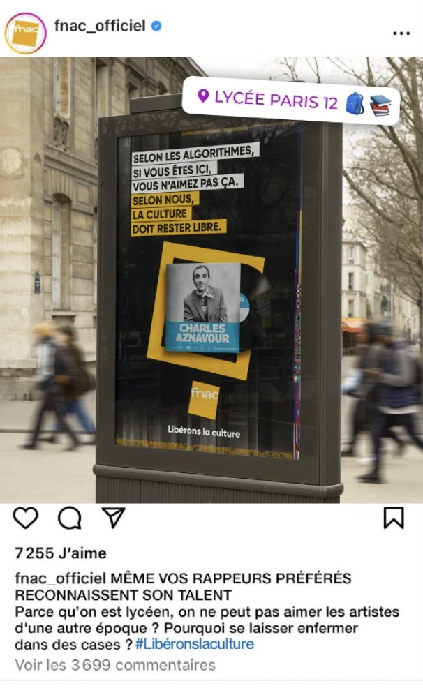 GroupeFnacDarty's tweet photo. Selon les algorithmes, si vous êtes ici, vous n'aimez pas ça.
Selon nous, la #culture doit rester libre 📚📀

Pourquoi se laisser enfermer dans des cases ?

Découvrez notre nouvelle campagne de communication 👀

#libéronslaculture
@Fnac https://t.co/YYejy6uRHI