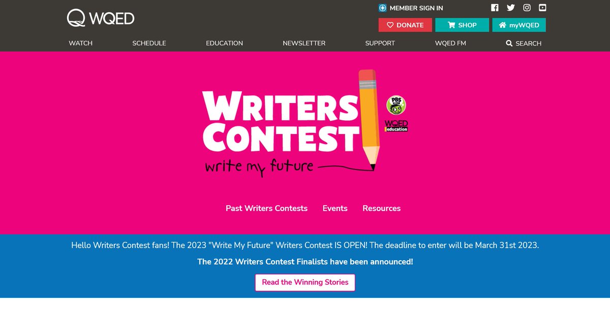 wqed's tweet photo. The @WQEDEDU Writers Contest is open NOW for all students K-3! https://t.co/MpL9W2iSBQ #WriteMyFuture https://t.co/AYwNArwba5