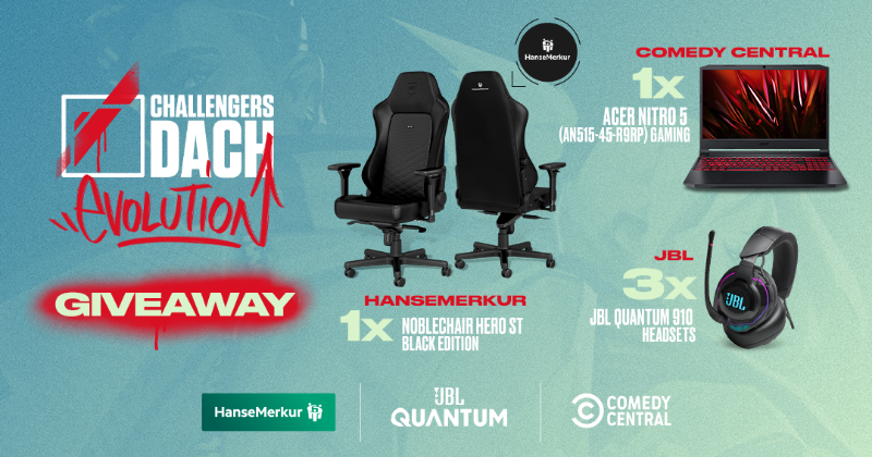 valleague_dach's tweet photo. Für die #ChallengersPlayoffs gibt’s nochmal ein fettes Giveaway von unseren Partnern @HanseMerkurSpo, @JBLQuantumDE und Comedy Central! 🔥

Zu gewinnen gibt es 1x Noblechair HERO ST BLACK EDITION, 1x Acer Nitro 5 (AN515-45-R9RP) Gaming und 3x JBL Quantum 910. 👀