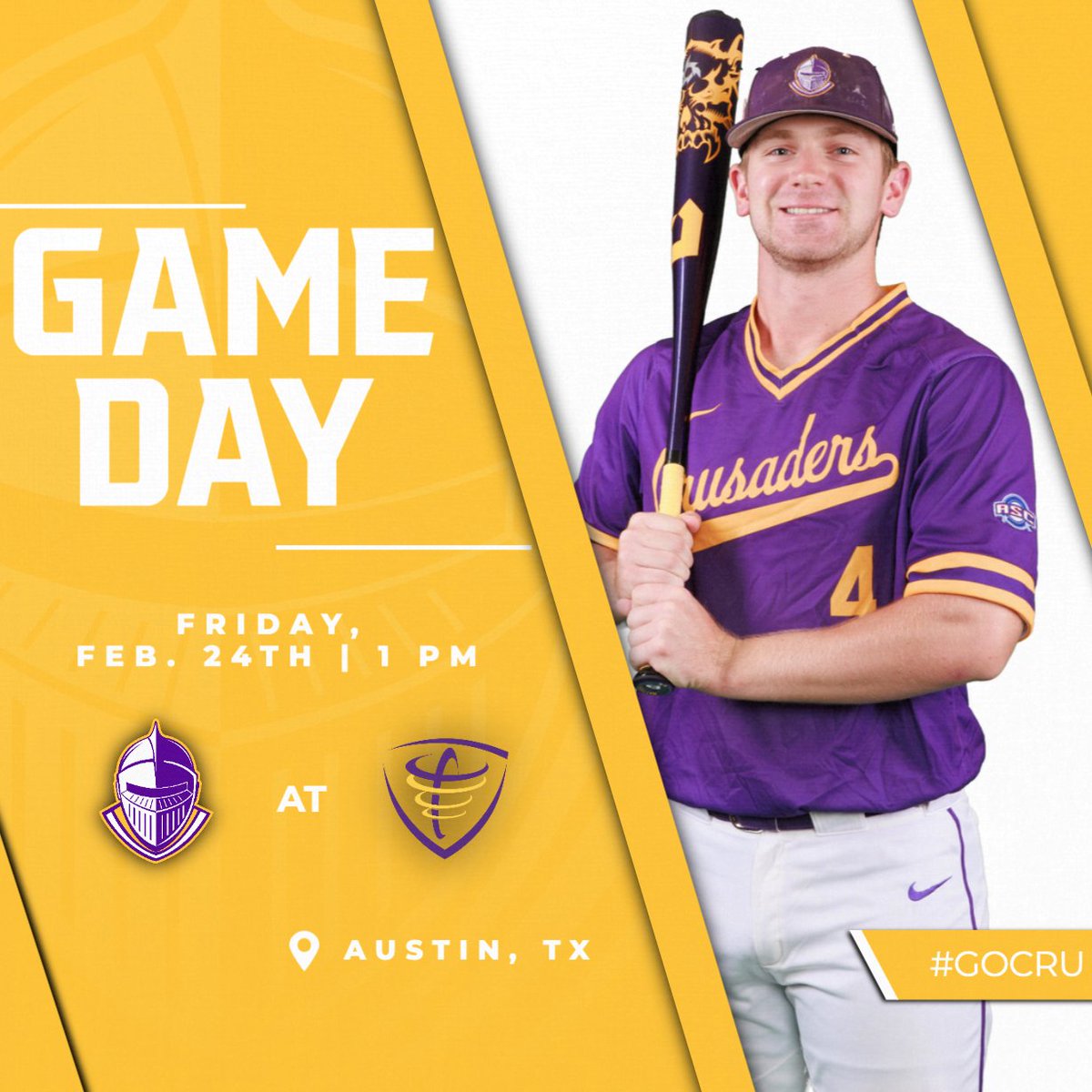 crubaseball's tweet photo. GAME DAY

⚾️ | CTX 
📍 | Austin, TX
⏰ | 1 PM
📽 | https://t.co/5XkWVDxmyd
📶 | https://t.co/RsLmmOTteC

#gocru https://t.co/JG3AwkIQiE