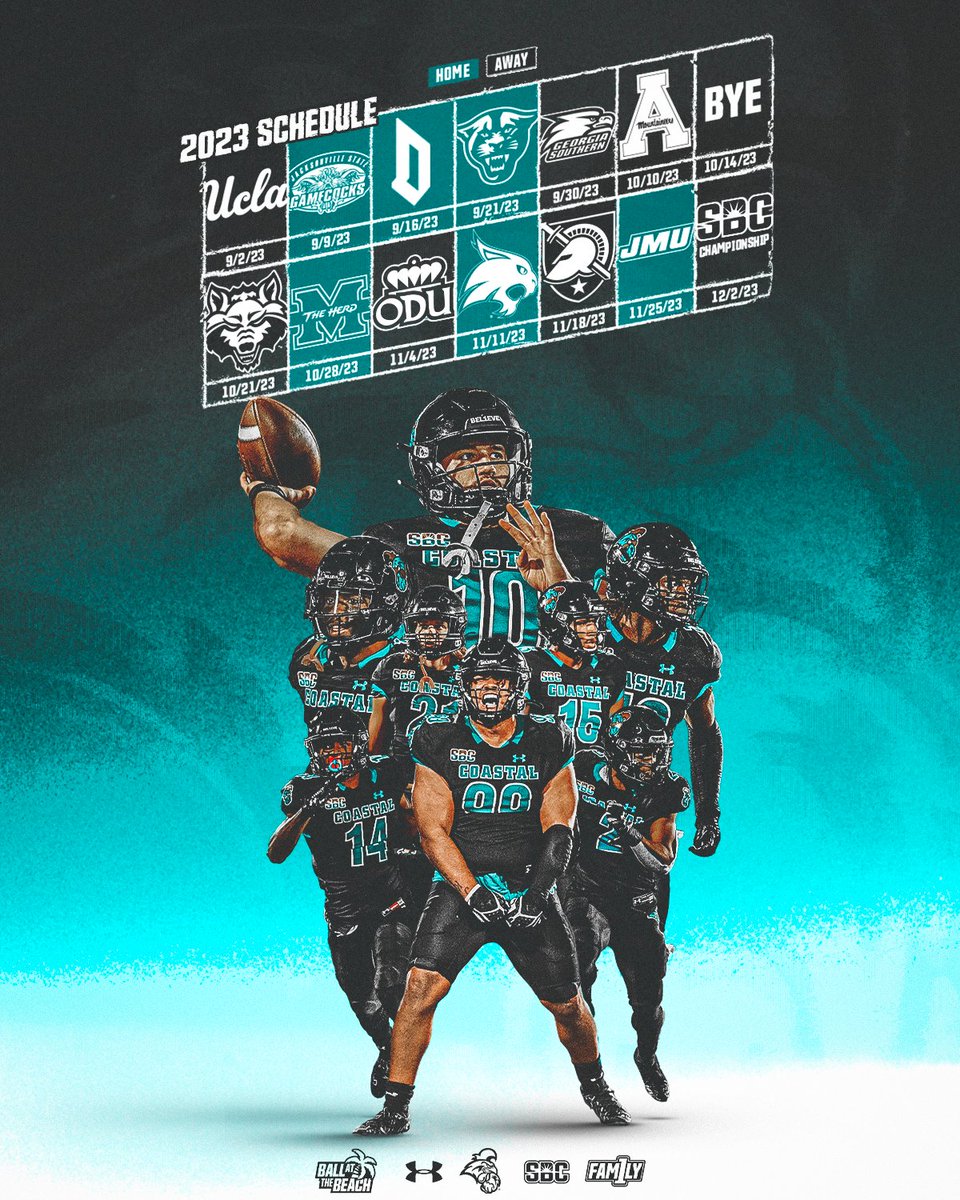Coastal Football (@coastalfootball) on Twitter photo 🔒 IN FOR 2️⃣0️⃣2️⃣3️⃣‼️
goccusports.com/2023FBSchedule
#BALLATTHEBEACH | #FAM1LY | #TEALNATION 🔒 IN FOR 2️⃣0️⃣2️⃣3️⃣‼️
goccusports.com/2023FBSchedule
#BALLATTHEBEACH | #FAM1LY | #TEALNATION