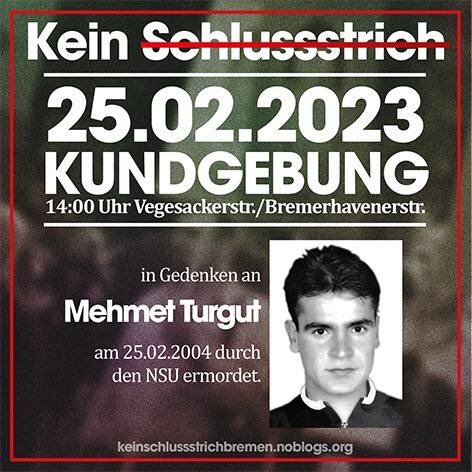 Auch wir werden, als neue Stadtteilgruppe in Walle, morgen, 19 Jahre nach Mehmet Turguts Ermordung durch den NSU, bei der Kundgebung von #KeinSchlussstrich Bremen sein. Schließt euch doch an!