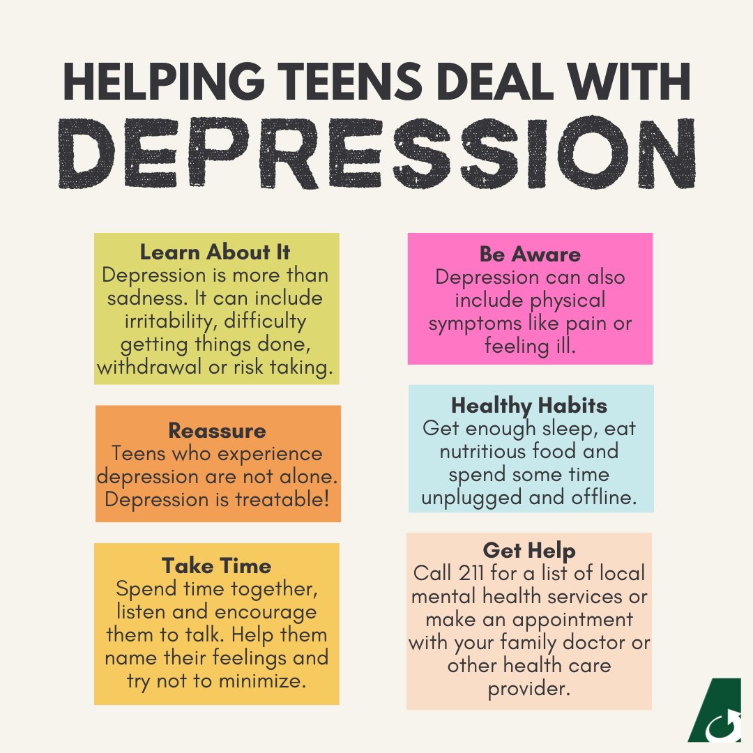 #MentalHealthMonday As many as 1 in 5 Canadians will experience symptoms of depression in their lifetime. Supportive adults play a big role in helping teens to manage symptoms and recover.