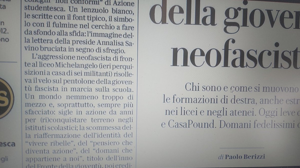 markobasile's tweet photo. @pazzoperrep prima o poi doveva succedere. In Berizzi (pag4) Michelangelo ha sfrattato Michelangiolo.... https://t.co/C0iBg1ViLi