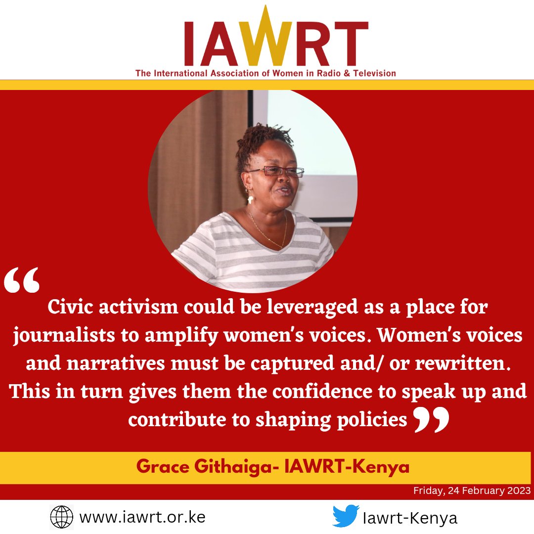 Civic activism could be leveraged as a place for journalists to amplify women's voices. Women's voices and narratives must be captured and/ or rewritten ~<a href="/ggithaiga/">ggithaiga</a> 
#AmplifyWomensVoicesKE 
#FemaleJournalistsMentorshipKE 
<a href="/APC_News/">APC</a>