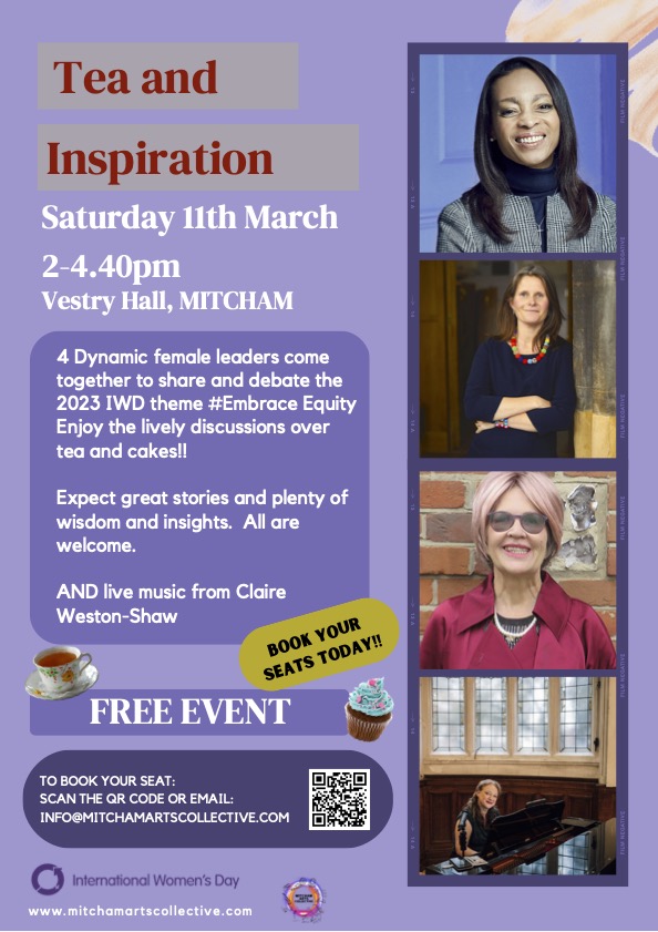 Come join @mcaselyhayford, @JudithEDavey, Micheline Ravololonarisoa and me @vestryhall on Saturday 11th March. There will be great conversation. There will also be CAKE. #iwd #internationalwomensday2023