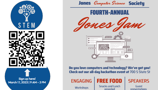 Department of STEM | Chicago Public Schools (@cpsstem) on Twitter photo HS Opportunity! Sign up for the 4th Annual Jones Jam on March 17, 2023 | 9 AM - 3 PM @jonescollegeprep <a href="/cs4allcps/">CPS Office of Computer Science</a> #DoSTEM@cps HS Opportunity! Sign up for the 4th Annual Jones Jam on March 17, 2023 | 9 AM - 3 PM @jonescollegeprep <a href="/cs4allcps/">CPS Office of Computer Science</a> #DoSTEM@cps