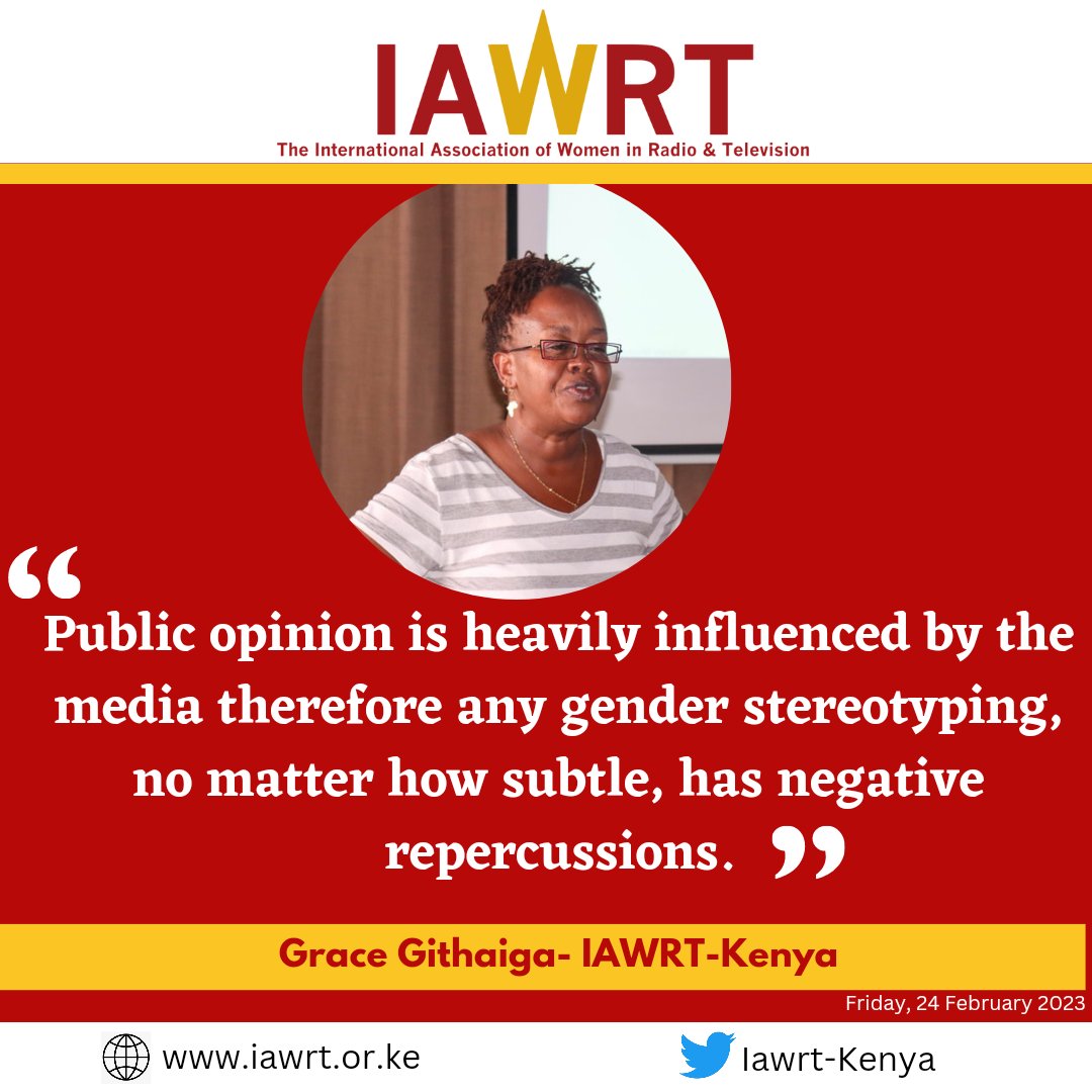 Public opinion is heavily influenced by the media therefore any gender stereotyping, no matter how subtle, has negative repercussions ~ <a href="/ggithaiga/">ggithaiga</a> 
#AmplifyWomensVoicesKE 
#FemaleJournalistsMentorshipKE 
<a href="/APC_News/">APC</a>