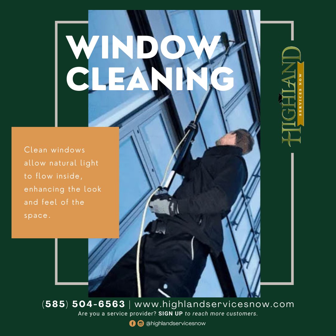 highlandsvcsnow's tweet photo. Access to natural light and views of the outdoors improves indoor mood. Allowing more natural light into the space helps create a balance and enhance the overall atmosphere. Keep your windows clean to keep your building ambient. Contact us at (585) 504-6563 to book a service. https://t.co/qIhULADw2w