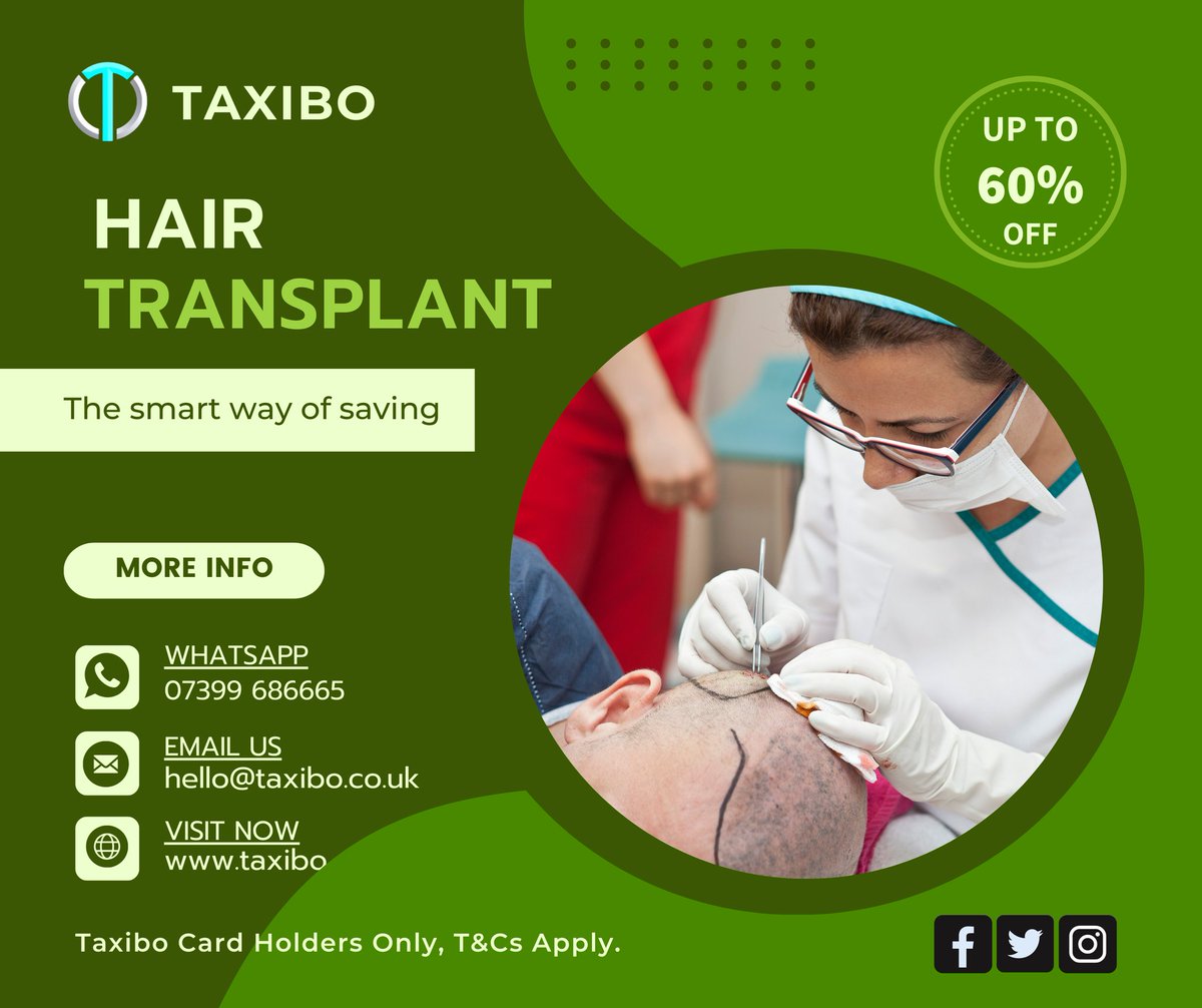 Taxibocard's tweet photo. 60% OFF FOR HAIR TRANSPLANTS FOR EXCLUSIVELY FOR TAXIBO CARD HOLDERS

#hairstyles #hair #haircut #hairtransplant #hairtransformation #hairtreatment #hairtransplantturkey #hairtransplantistanbul #hairlosssolution #hairloss #hairlovers https://t.co/yBnz1E3EAb
