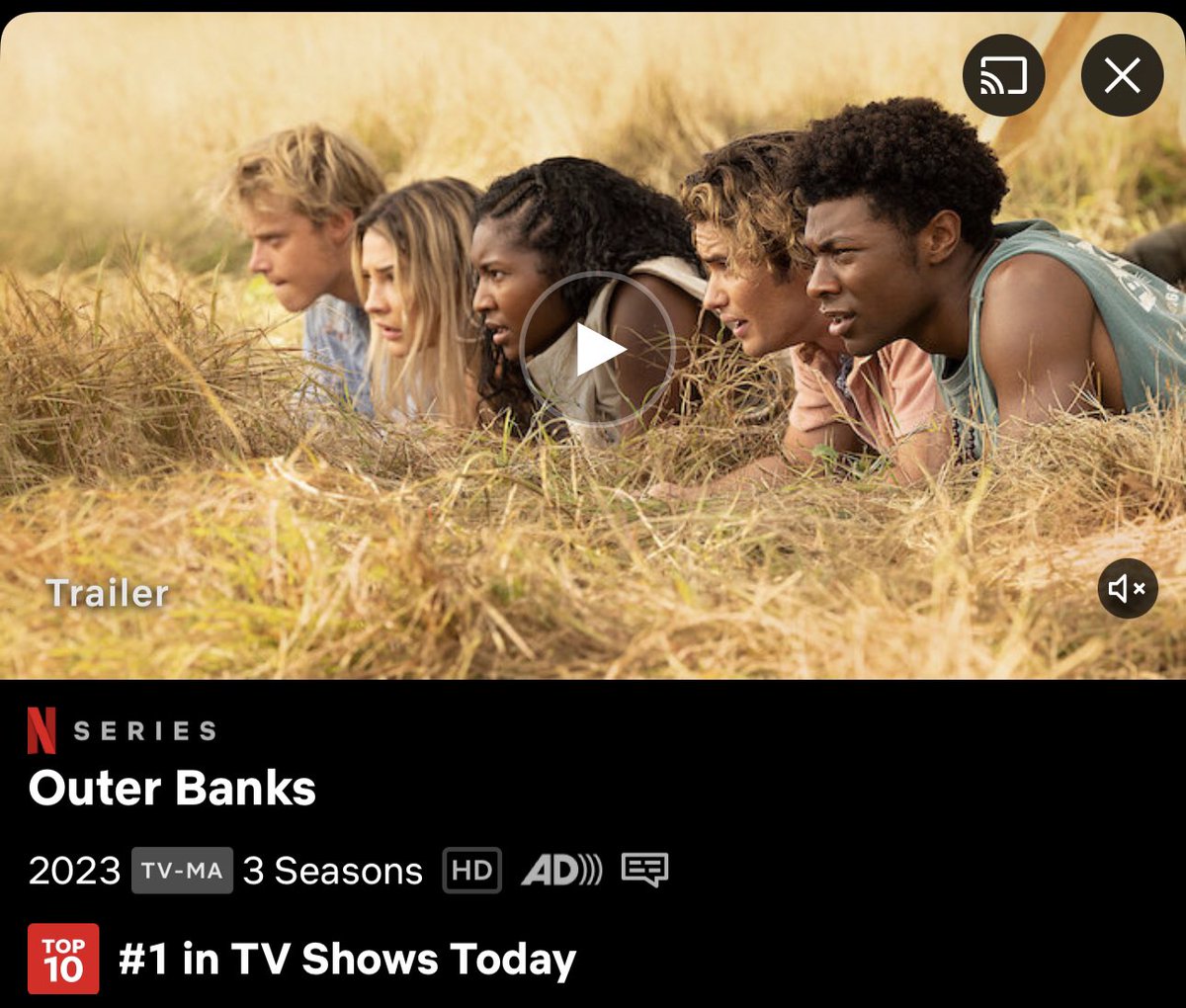 obxonnetflix's tweet photo. #1 tv show on @netflix in the USA! 🇺🇸🏝️ #OBX3 https://t.co/eVQDDO17dT