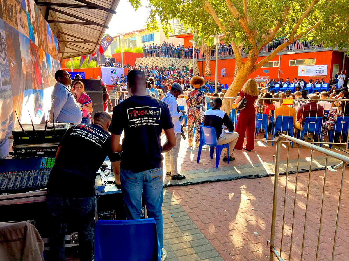 TouchLightAudio's tweet photo. We were summoned to serve the @USEmbNamibia for the USA First Lady @DrBiden’s event at @NUST_Namibia. Such an honor 💯

#DiscoverTheSound 🔴⚫️⚪️ https://t.co/Lo6cVU0aT8