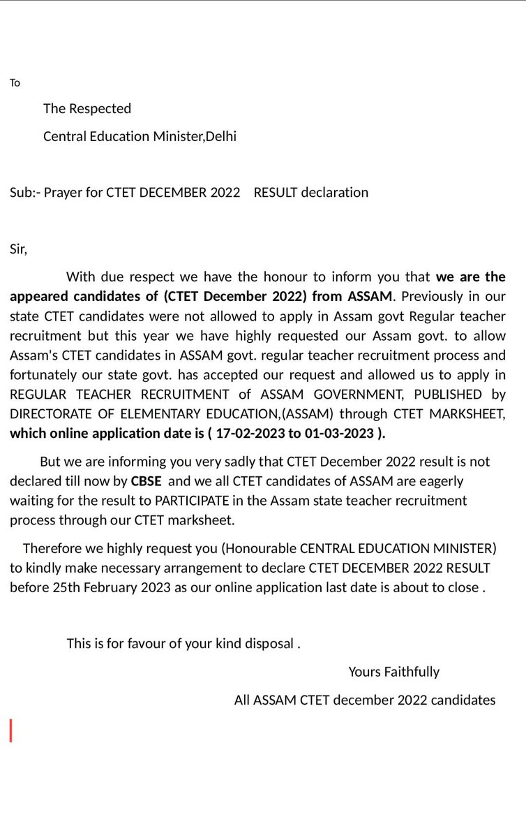 KatakiBikash's tweet photo. @dpradhanbjp @narendramodi Plz sir help us 
We are from ASSAM .PLZ declare Ctet december 2022 result before 27 february https://t.co/Pyi9M2f1zX