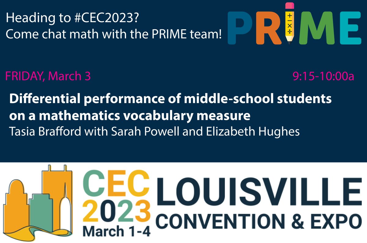 Just a few more to add to your calendar for #CEC2023. Come chat with us about math writing! @TasiaBrafford @EBethMH @MCPER_EDU